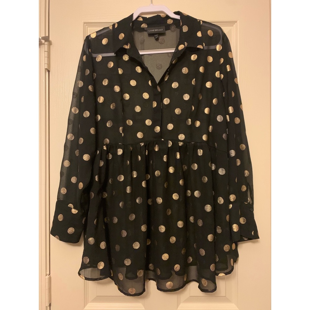 Lane Bryant Polka Dot Sheer Blouse